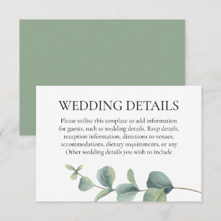 Eucalyptus Greenery Wedding Details Enclosure Card
