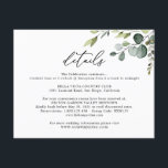 Eucalyptus Greenery Wedding Details Horizontal Enclosure Card<br><div class="desc">Designed to coordinate with our Boho Greenery wedding collection,  this customizable Guest Information Details card,  features a watercolor greenery leaves,  paired with a classy serif & modern sans font in black. Matching items available.</div>