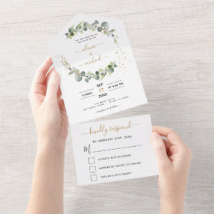 Eucalyptus Greenery Wedding Elegant Modern All In One Invitation