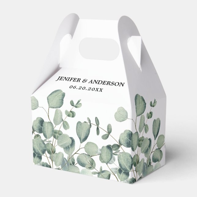 Eucalyptus Greenery Wedding Favor Box (Front Side)