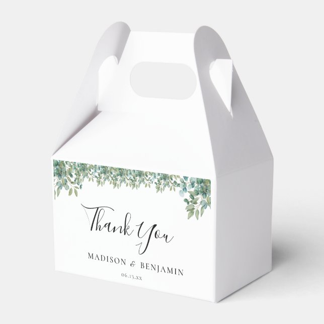 eucalyptus greenery wedding favor box (Front Side)