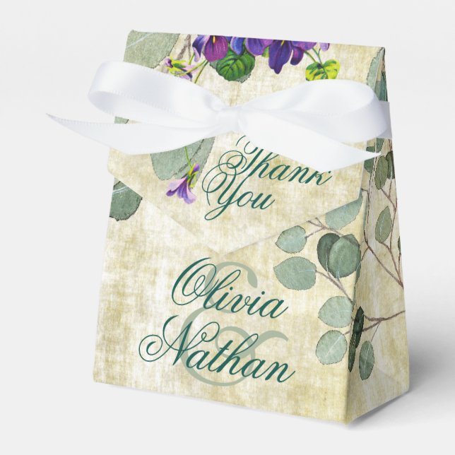 Eucalyptus Greenery Wedding Favour Boxes (Front Side)
