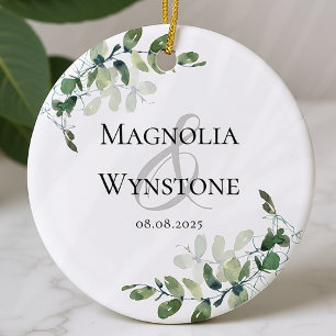 Eucalyptus Greenery Wedding Favour Ceramic Ornament