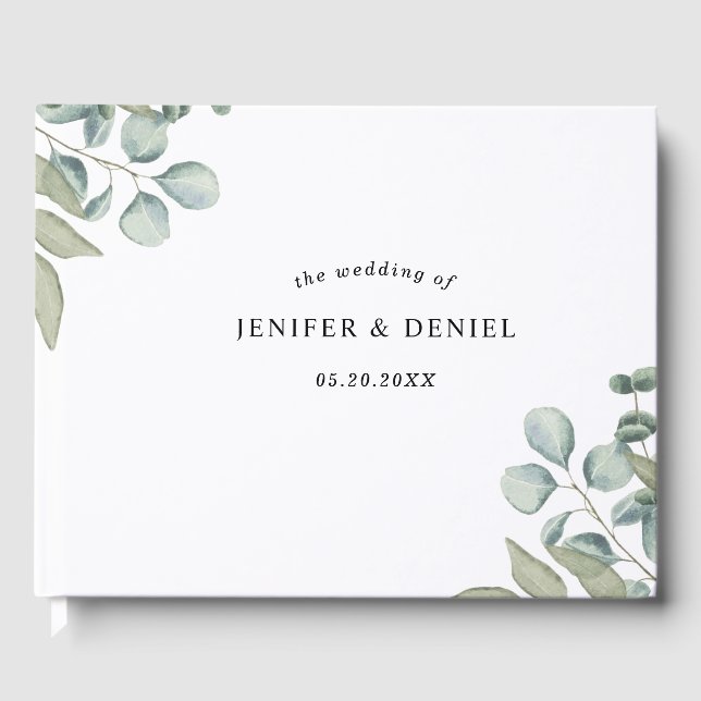 Eucalyptus Greenery Wedding Guest Book (Front)