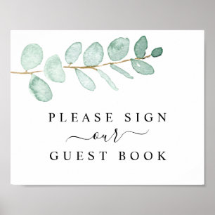 Eucalyptus Greenery Wedding Guest Book Sign