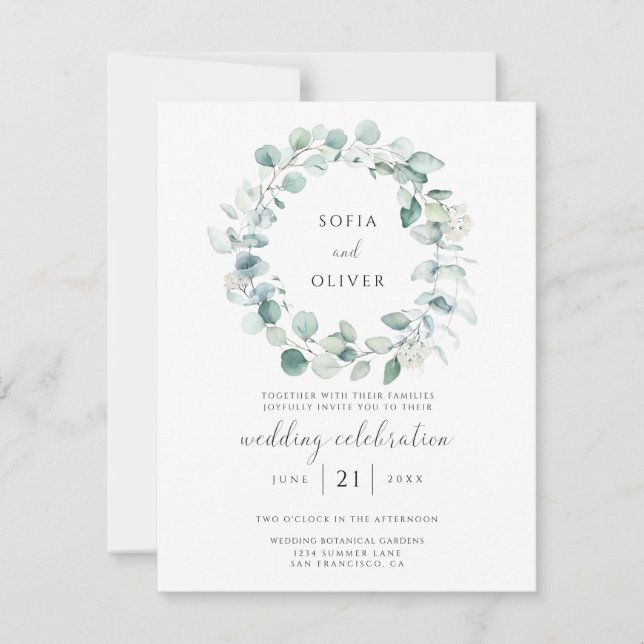 Eucalyptus Greenery Wedding Invitation (Front)