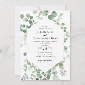 eucalyptus greenery wedding invitation