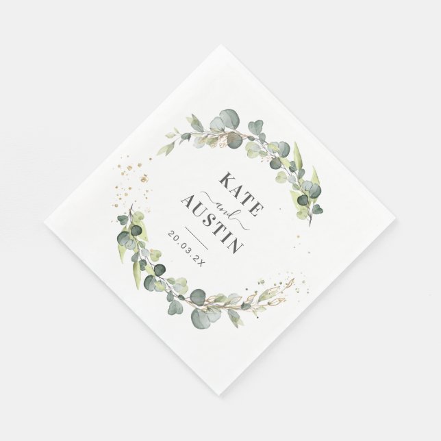eucalyptus greenery wedding napkin (Corner)