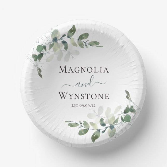 Eucalyptus Greenery Wedding  Paper Plate (Front)