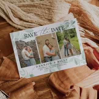Eucalyptus Greenery Wedding Photo Save The Date Invitation