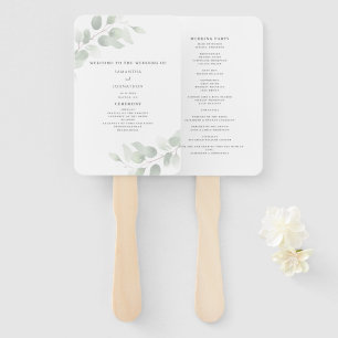 Eucalyptus Greenery Wedding Program Hand Fan