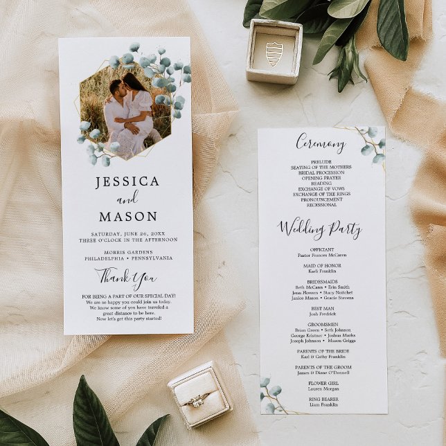 Eucalyptus Greenery Wedding Program with Photo (Creator Uploaded)