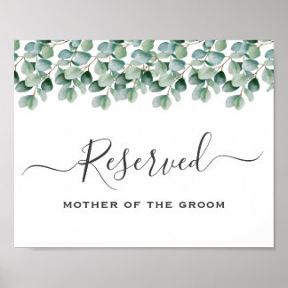 Eucalyptus Greenery Wedding reserved sign
