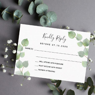 Eucalyptus greenery wedding response RSVP Card