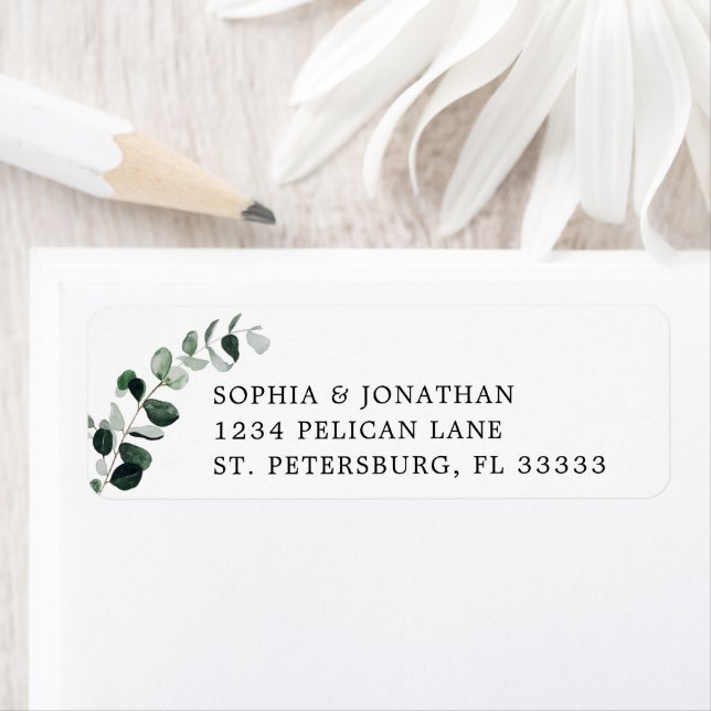 Eucalyptus Greenery Wedding Return Address (Insitu)