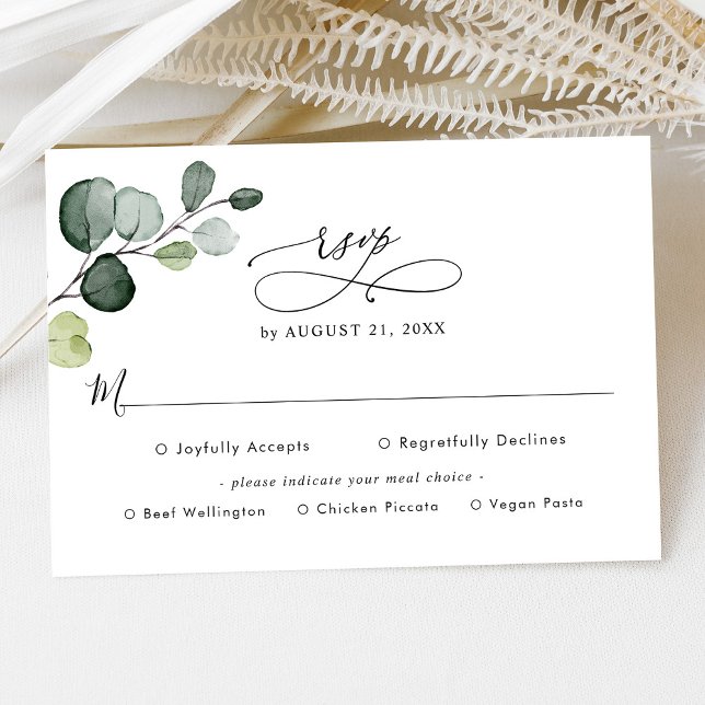 Eucalyptus Greenery Wedding Rsvp with Meal Options (Creator Uploaded)