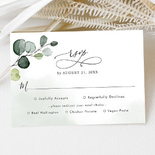 Eucalyptus Greenery Wedding Rsvp with Meal Options Card