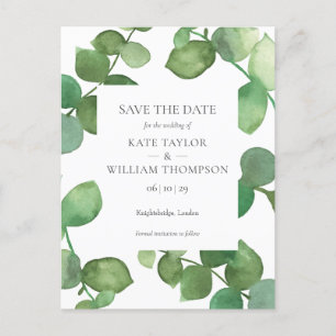 Eucalyptus Greenery Wedding Save the Date Announcement Postcard