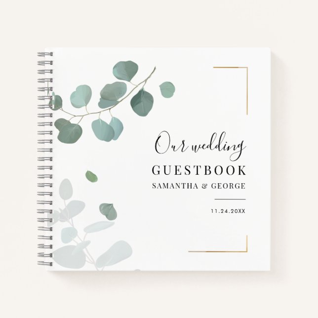 Eucalyptus Greenery Wedding Script Guest Notebook (Front)