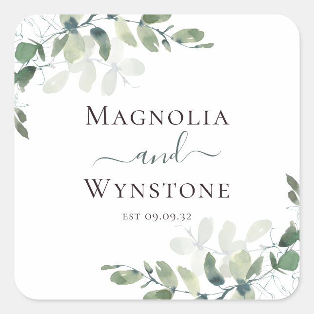 Eucalyptus Greenery Wedding  Square Sticker (Front)