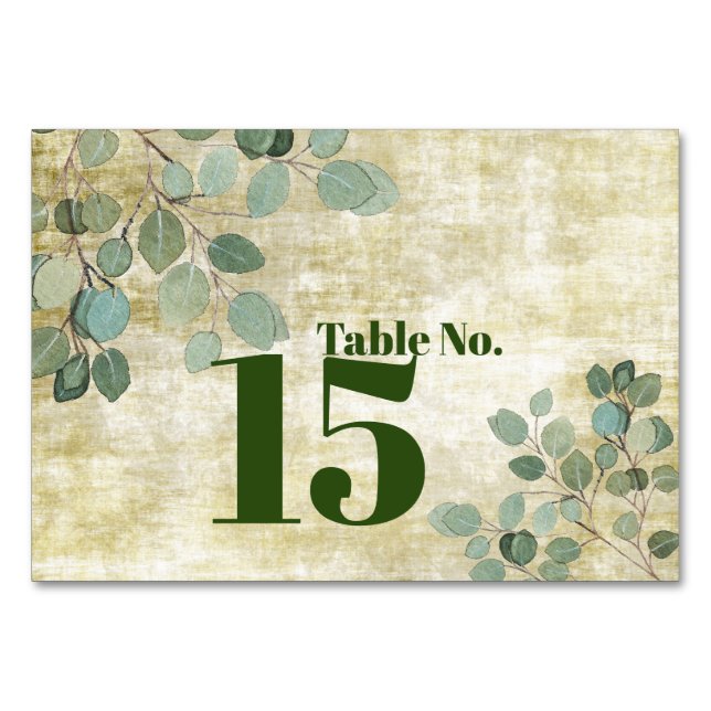 Eucalyptus Greenery Wedding Table Card (Front)
