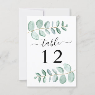 Eucalyptus Greenery Wedding Table Number Card