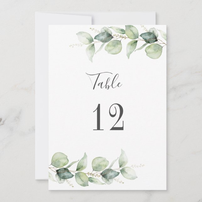 Eucalyptus Greenery Wedding Table Number Seating (Front)
