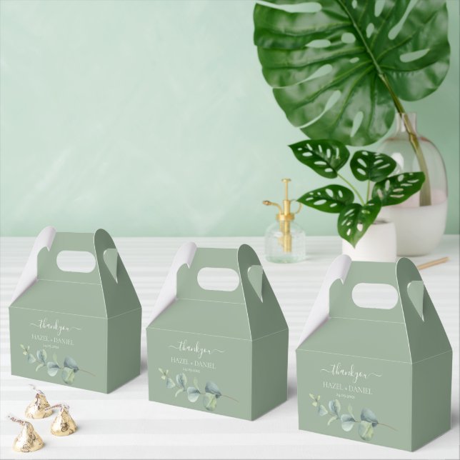 Eucalyptus Greenery Wedding Thank You Favor Box (Multiple)