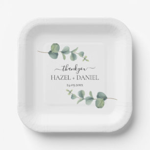 Eucalyptus Greenery Wedding Thank You Paper Plate