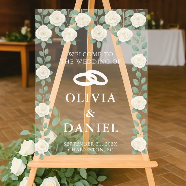 Eucalyptus Greenery Wedding Welcome Acrylic Sign (Creator Uploaded)