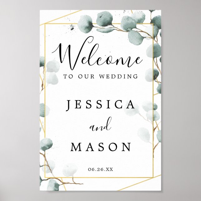 Eucalyptus Greenery Wedding Welcome Sign (Front)