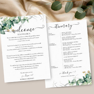 Eucalyptus Greenery Weekend Wedding Itinerary Card