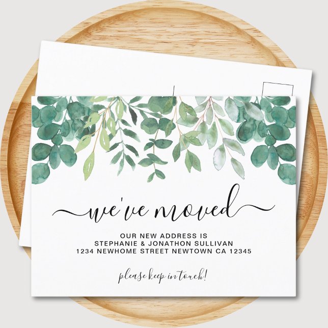  Eucalyptus Greenery We've Moved  Announcement Postcard (Creator Uploaded)