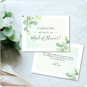 Eucalyptus Greenery Will You Be My Maid of Honour Invitation Postcard