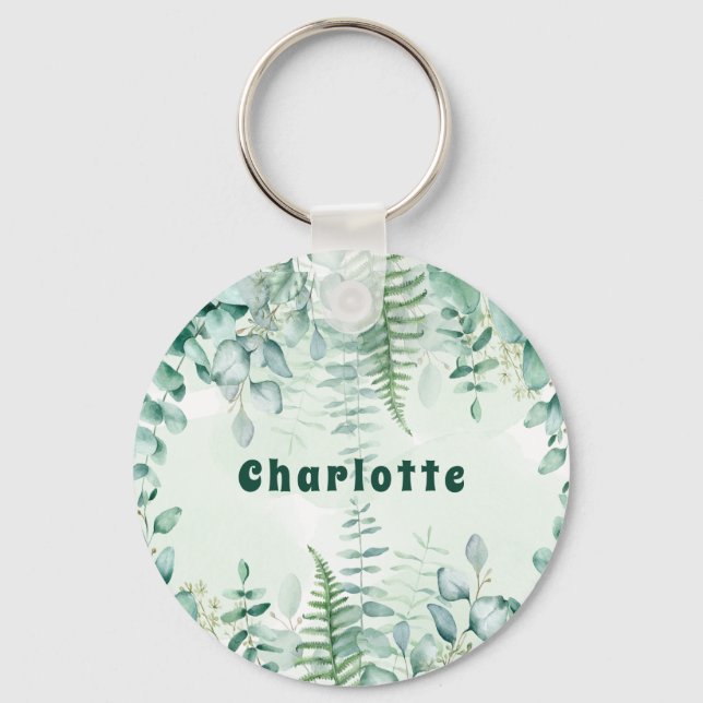 Eucalyptus greenery woodland forest name keychain (Front)