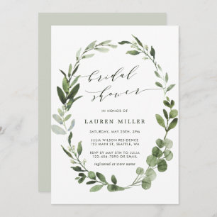 Eucalyptus Greenery Wreath Bridal Shower Invitation