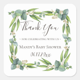 Eucalyptus Greenery Wreath Thank You Square Sticker