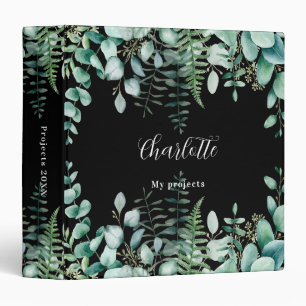 Eucalyptus greenry woodland black name script  binder