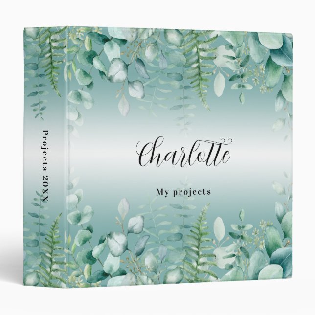 Eucalyptus greenry woodland name script binder (Front/Spine)