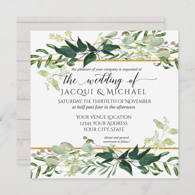 Eucalyptus Grove Greenery Rustic Winery Wedding Invitation (Front/Back)