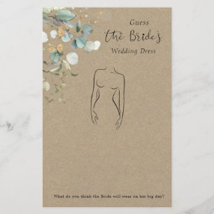 Eucalyptus Guess The Dress Bridal Shower Game Stationery