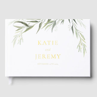Eucalyptus Gum Leaves Greenery Foil Guest Book