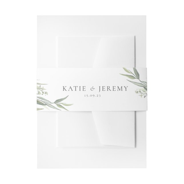 Eucalyptus Gum Leaves Greenery Invitation Belly Band (Front Example)