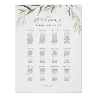 Eucalyptus Gum Leaves Greenery Seating Chart