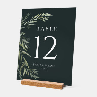 Eucalyptus Gum Leaves Greenery Table Number Acrylic Sign