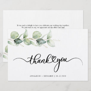 Eucalyptus Hand-Lettered Wedding Thank You Stationery