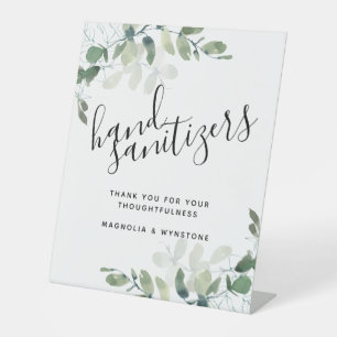 Eucalyptus Hand Sanitizers Wedding Pedestal Sign