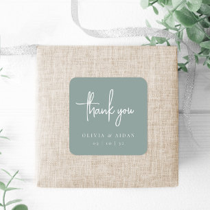 Eucalyptus Handwritten Script Wedding Thank You Square Sticker