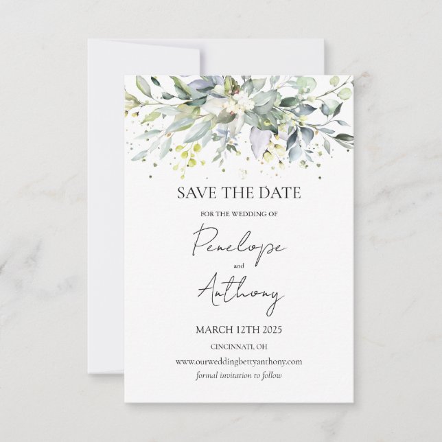 Eucalyptus Herbal Enregistrer la date Invitation (Devant)
