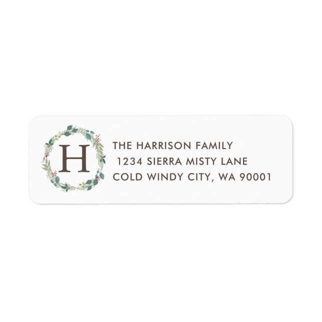 Eucalyptus Holly Juniper Wreath Monogram Address (Front)